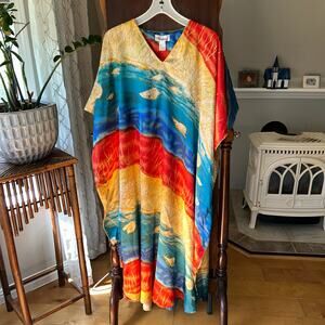 Winlar Kaftan One Size Fits Most 41" W x 48" L Bohemian Maxi Dress Robe Tunic